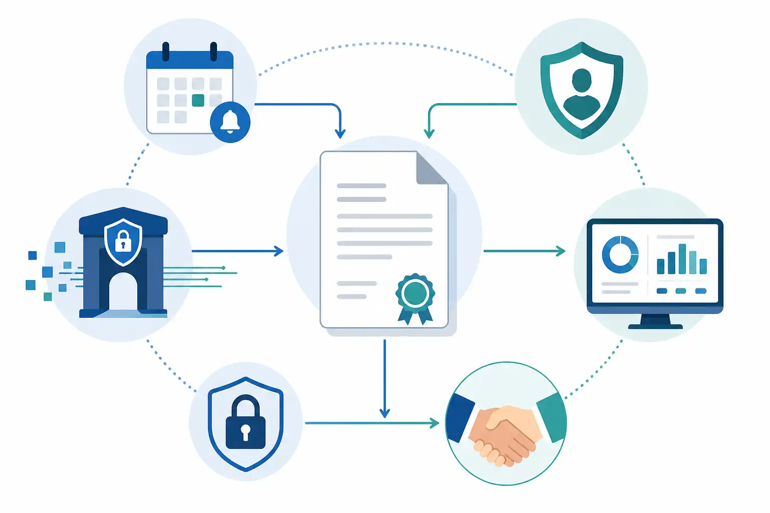 Infografik zu Lizenzaudit-Klauseln im Softwarevertrag: Prüfungsrechte, Datenzugriff und Nachlizenzierung begrenzen (KI-generiert)