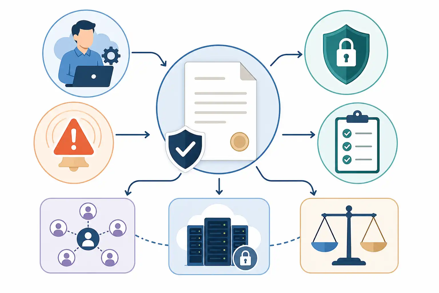 Infografik zu NIS2-konformer IT-Dienstleistervertrag: Sicherheitsklauseln für Managed Services und IT-Outsourcing (KI-generiert)